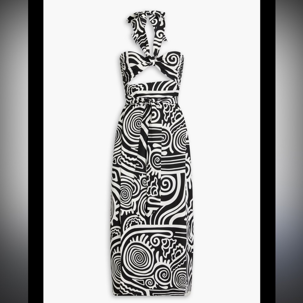 Mara Hoffman Paula Halter Cutout
Two-Tone Midi Wrap Dress size 10 linen halter